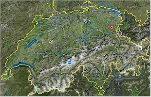 Location of mount Saentis, Appenzell Innerrhoden, Switzerland
