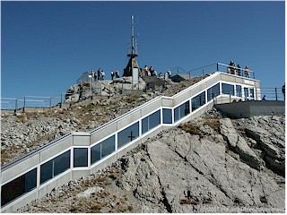 Covered stairway and meteo station on top of mount Saentis