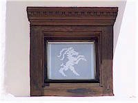 Windows are often decorated with handcrafted art