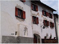 A house decorated with traditional paintings and writings