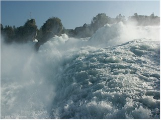 The roaring water masses of the Rheinfall