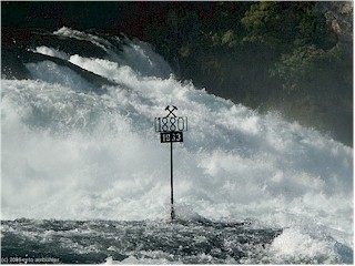 Posted sign in the middle of the Rheinfall