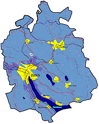Map of the canton Zuerich