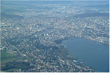 erial view of Zuerich City and suburb