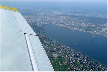 Aerial view of the lower end of lake Zuerich