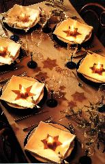 Table decorated for a Christmas dinner