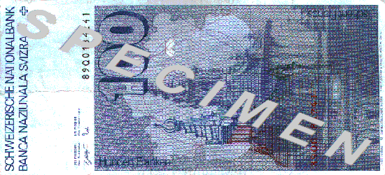 CHF100 bill back