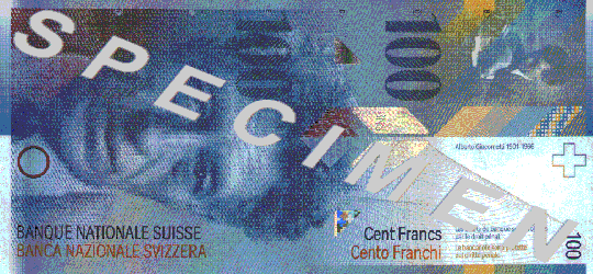 CHF100 bill front