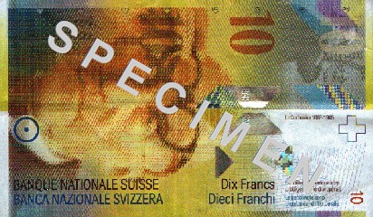CHF10 bill front