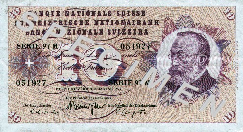 CHF10 bill front