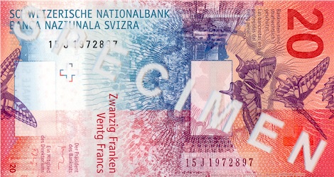 CHF20 bill back
