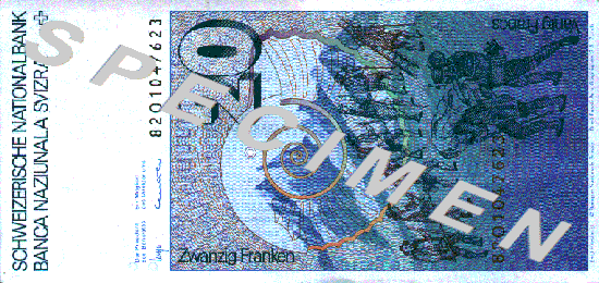 CHF20 bill back