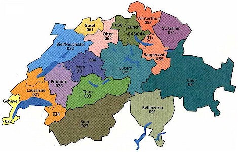 Area codes in Switzerland