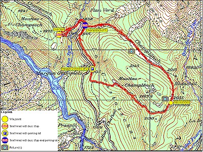 Detailed map with trail to Alp Grimmels