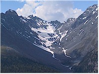 Alp la Schera - a mountain range with snow patches