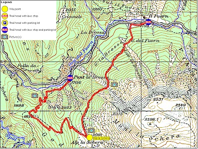 Detailed map with trail to Alp la Schera