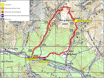 Detailed map of the trails through Val dal Botsch and Val da Stabelchod