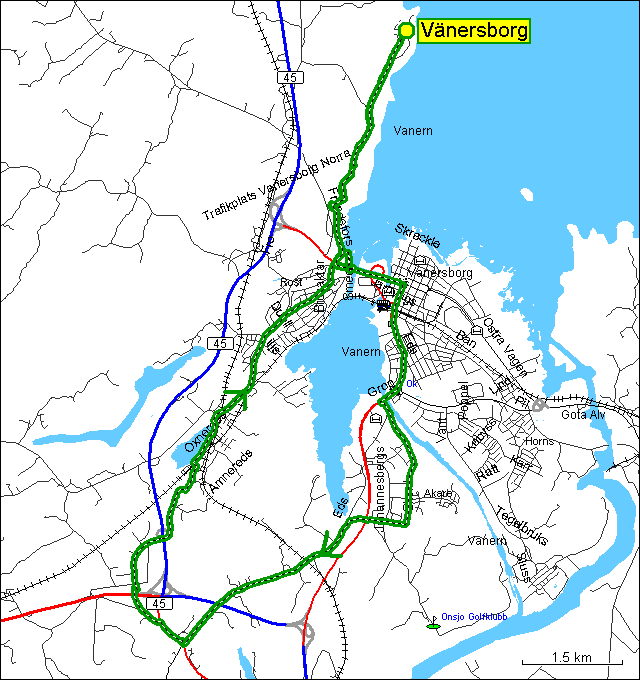 [ karte mit wegstrecke radtour vnersborg - baberg - vnersborg ]