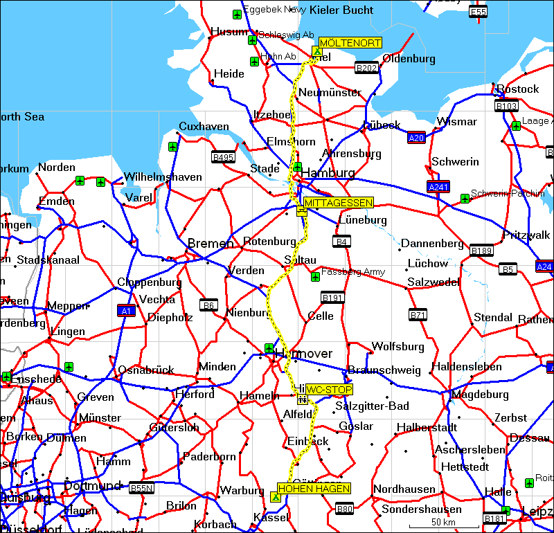 [ karte mit wegstrecke dransfeld, D - heikendorf, D ]