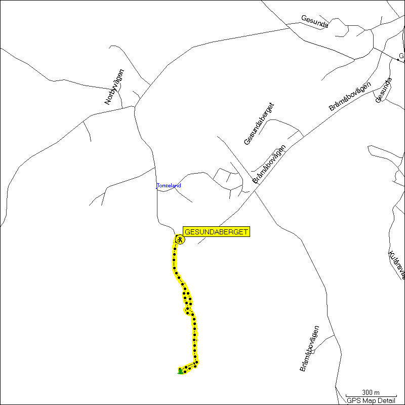 [ karte mit wegstrecke wanderung bei gesundaberget ]