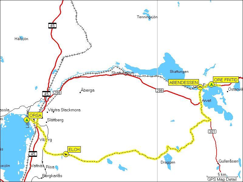 [ karte mit wegstrecke elchsafari von furudal nach orsa ]