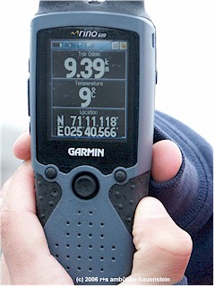 [ GPS-daten: zurckgelegte wegstrecke 9.39 km, temperatur 9C, position 71 11.118 nrdliche breite ]