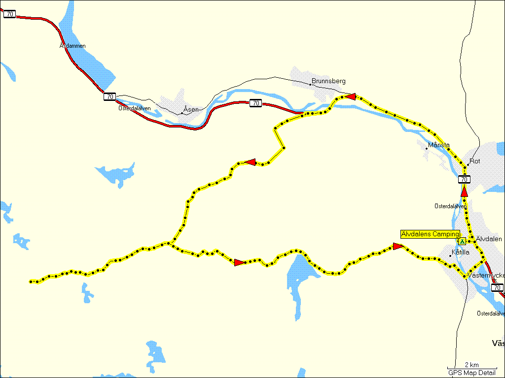 [ karte mit wegstrecke "elch-safari" bei lvdalen, S ]