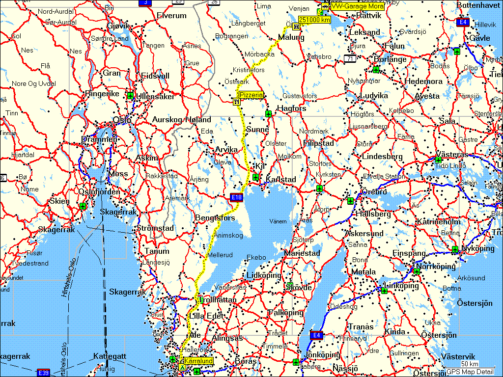 [ karte mit wegstrecke von mora, S nach gteborg, S ]