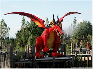 drachen beim vikings river splash im legoland