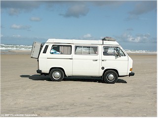VW camper auf dem sandstrand zwischen blokhus und grnhj, DK