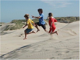 mathias, daniel und katrin in den sanddnen bei rbjergmile, DK