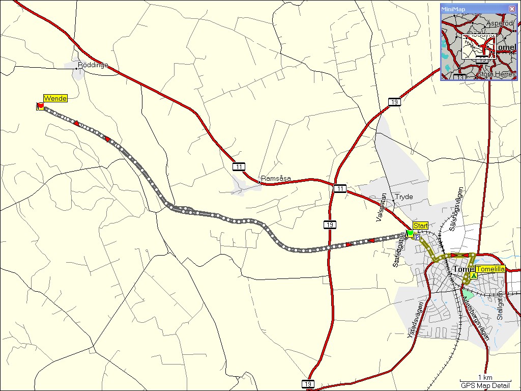 karte mit wegstrecke in tomelilla und draisinenfahrt