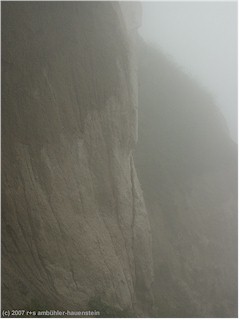klippen von mns klint im nebel