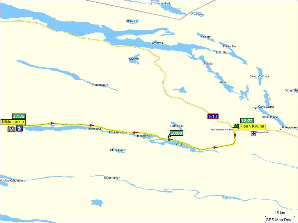 wegstrecke nikkaluokta, S nach kiruna, S