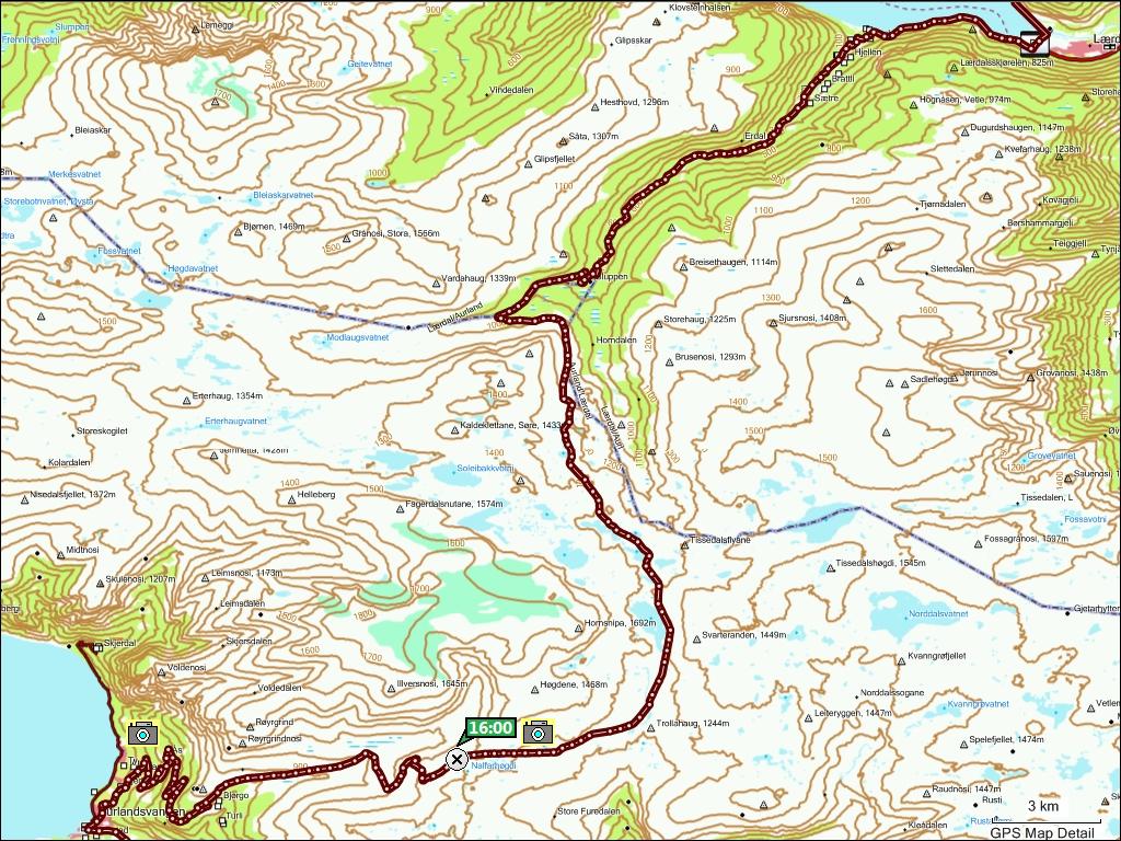 wegstrecke von veggli, N nach sogndal, N
