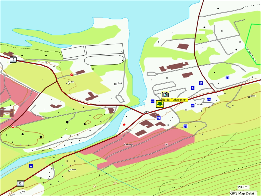 ortszentrum von lom, N mit campingplatz nordal turistsenter