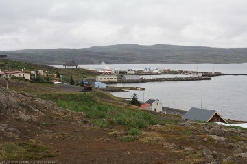 blick vom campingplatz auf holmavik