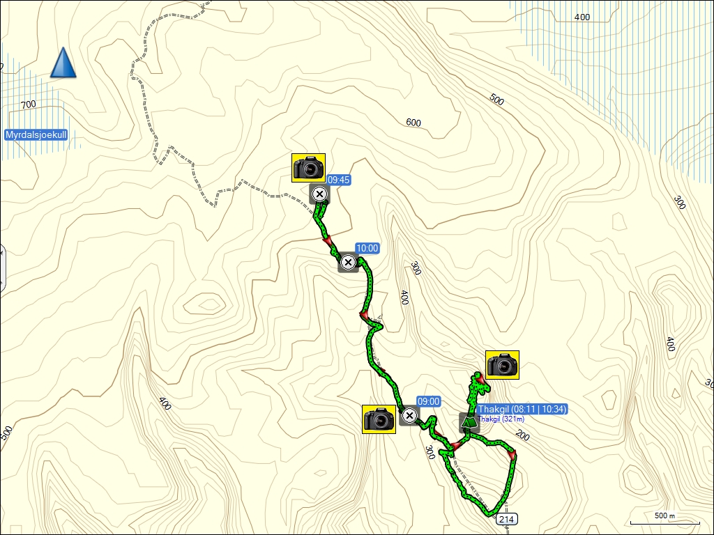 wegstrecke der wanderung bei thakgil