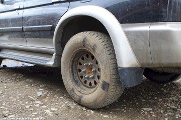 frisch montiertes ersatzrad in landmannalaugar