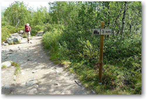 susanne bei kilometer 3 auf dem wanderweg zwischen der kebnekaise fjaellstation und dem bootsteg bei ladtjojaure west