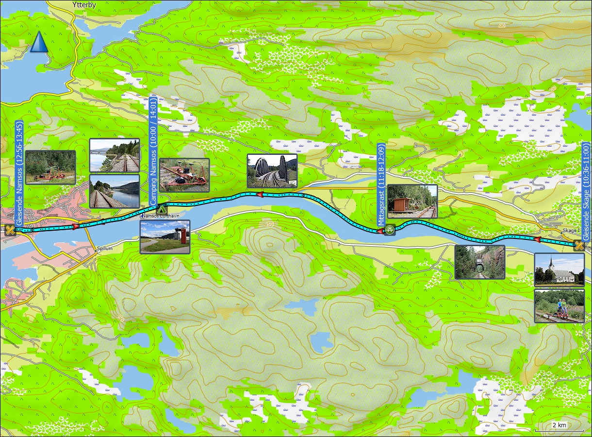 wegstrecke draisinenfahrt campingplatz - skage - namsos - campingplatz