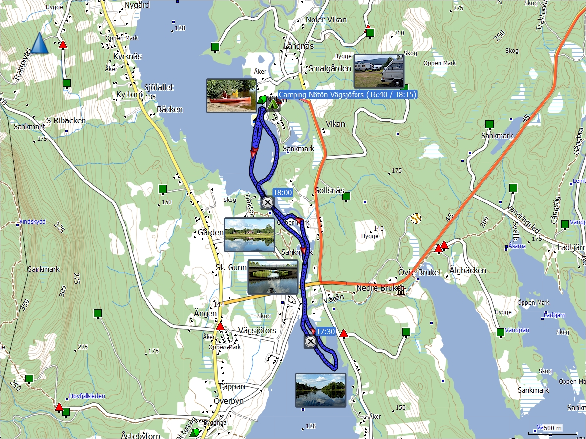 wegstrecke bootstour bei vaegsjoefors