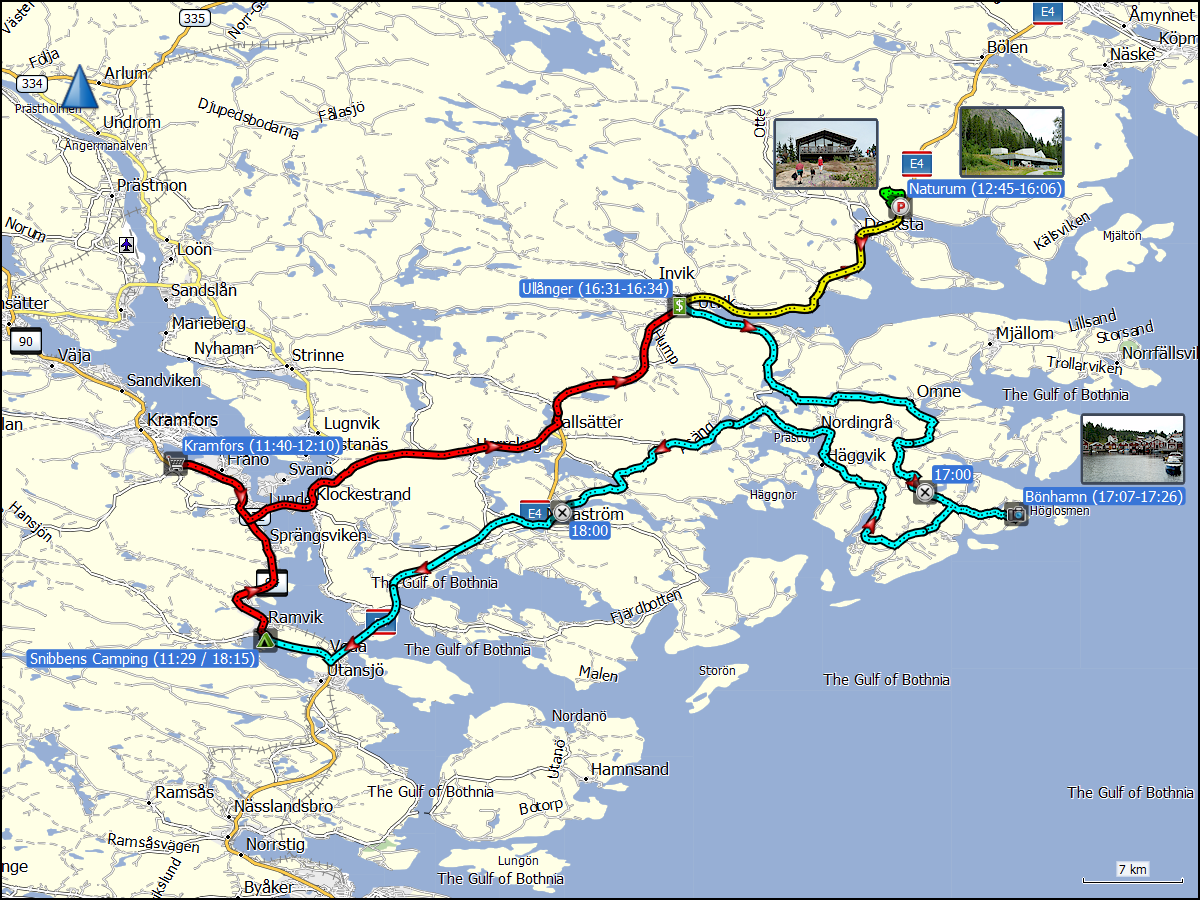 wegstrecke der fahrt ramvik - naturum - boenhamn - nordingra - ramvik
