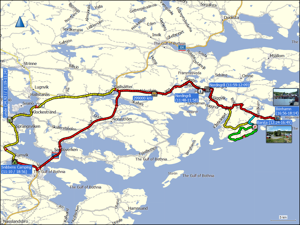 wegstrecke der fahrt ramvik - barsta - boenhamn - ramvik