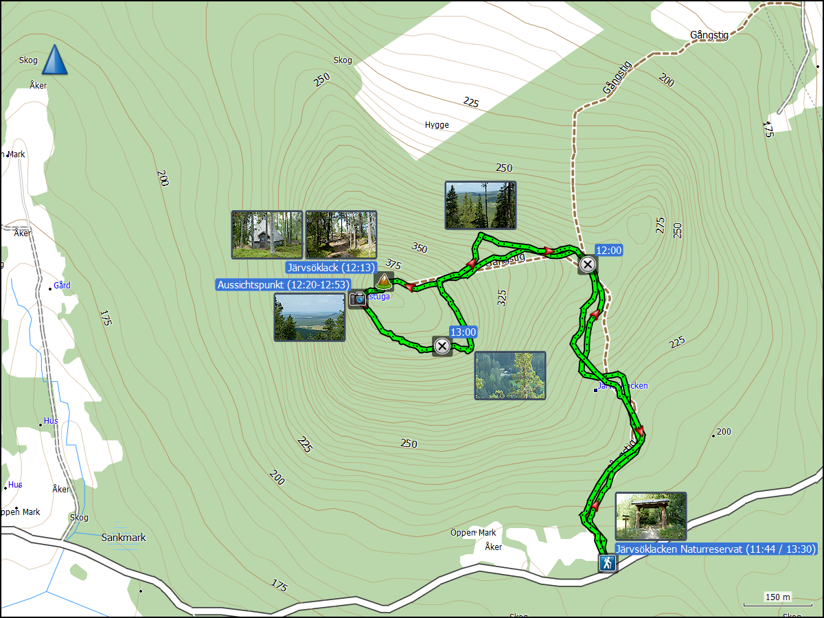 wegstrecke der wanderung auf den jaervsoeklack