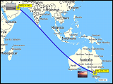 wegstrecke des fluges von dubai (DXB) nach melbourne (MEL)