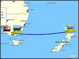 wegstrecke des fluges von melbourne (MEL) nach auckland (AKL)