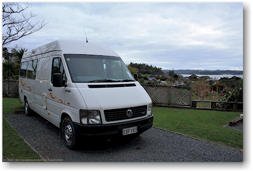 unser VW camper auf dem russell top 10 holiday park