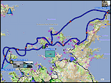 wegstrecke der bootsfahrt in der bay of island