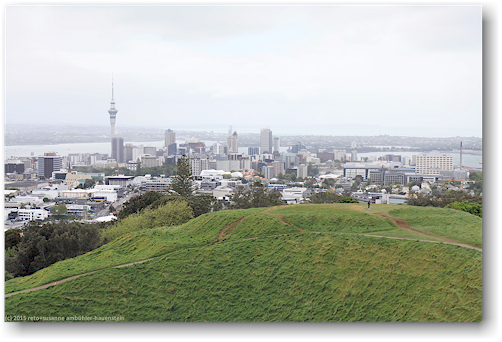 blick vom mount eden auf das stadtzentrum von auckland